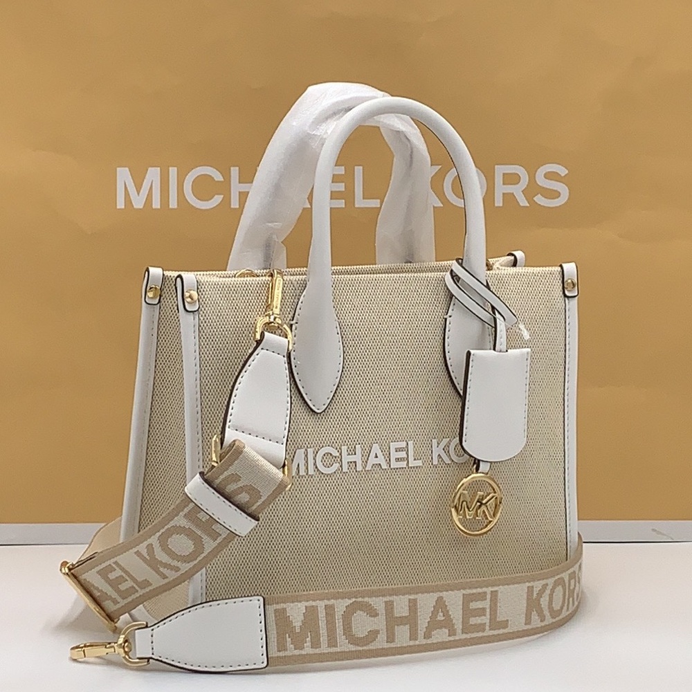 Michael Kors Mirella Small Shopper Top Zip Crossbody Bag Optic White MK NWT